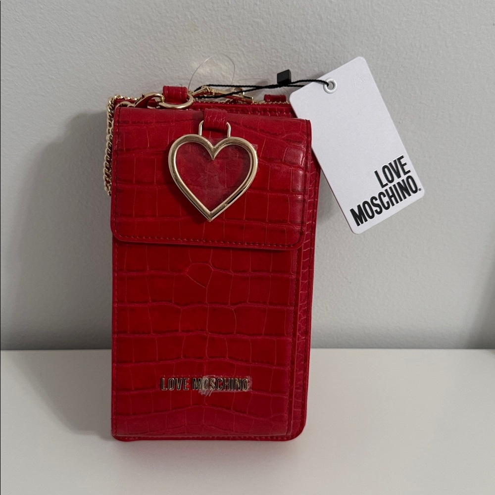 ❤️ Love Moschino Red Croc Phone Crossbody Bag – NWT
